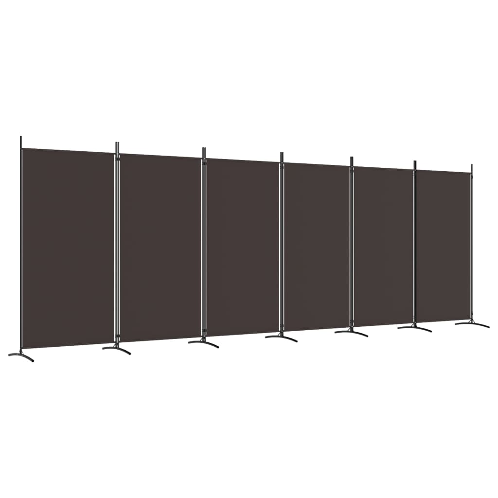 vidaXL Divisória/biombo com 6 painéis 520x180 cm tecido castanho