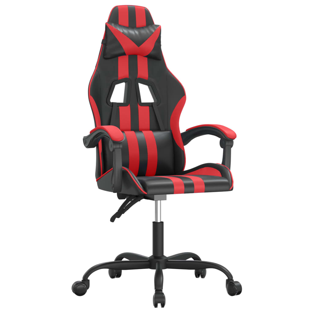 vidaXL Cadeira gaming giratória couro artificial preto e vermelho