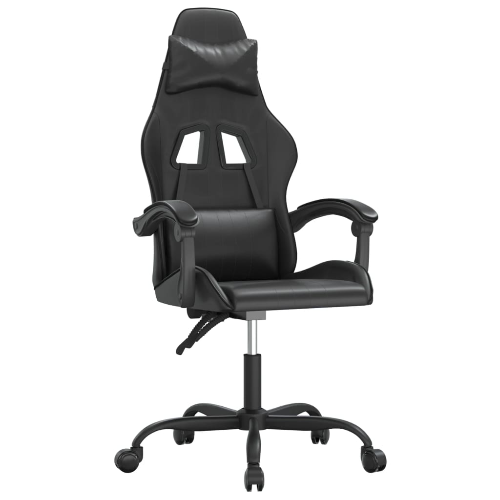 vidaXL Cadeira gaming giratória couro artificial preto