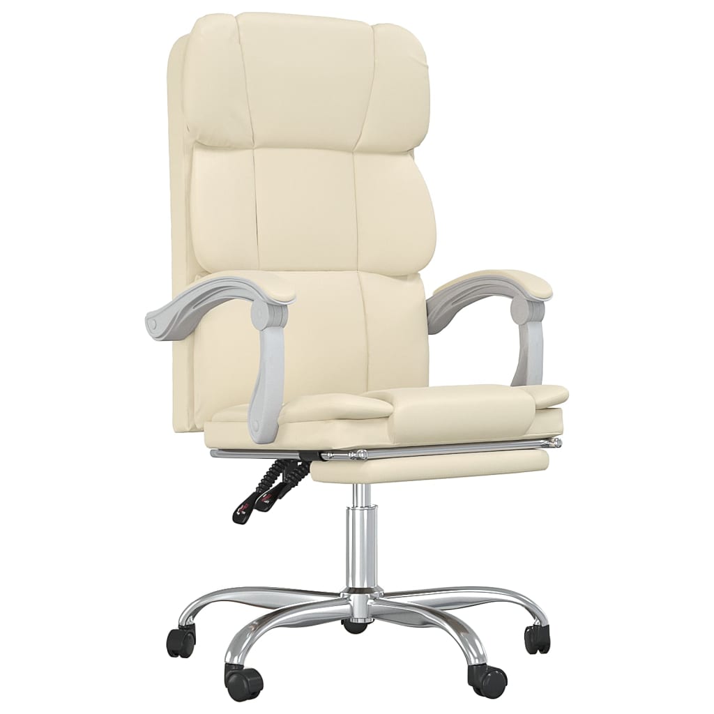 vidaXL Cadeira de escritório reclinável couro artificial cor creme