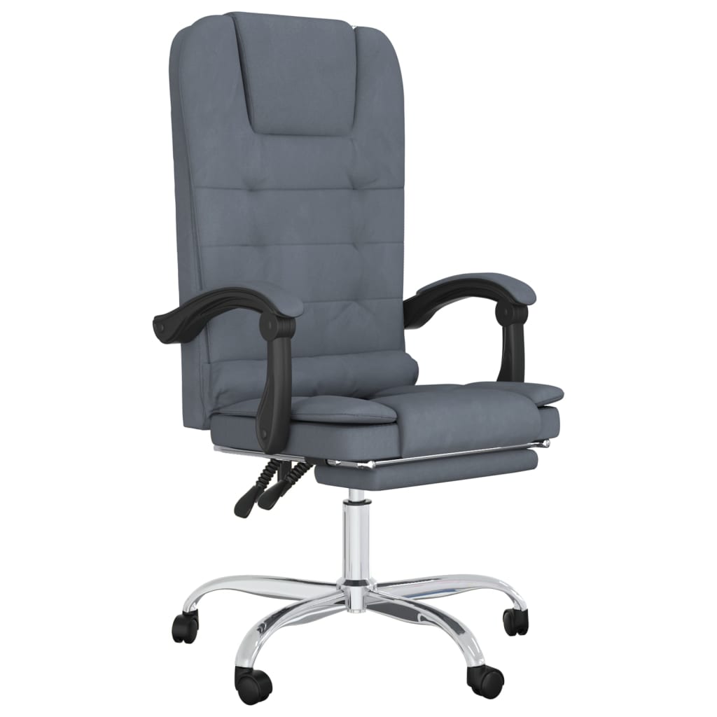 vidaXL Cadeira de massagens reclinável escritório veludo cinza-escuro