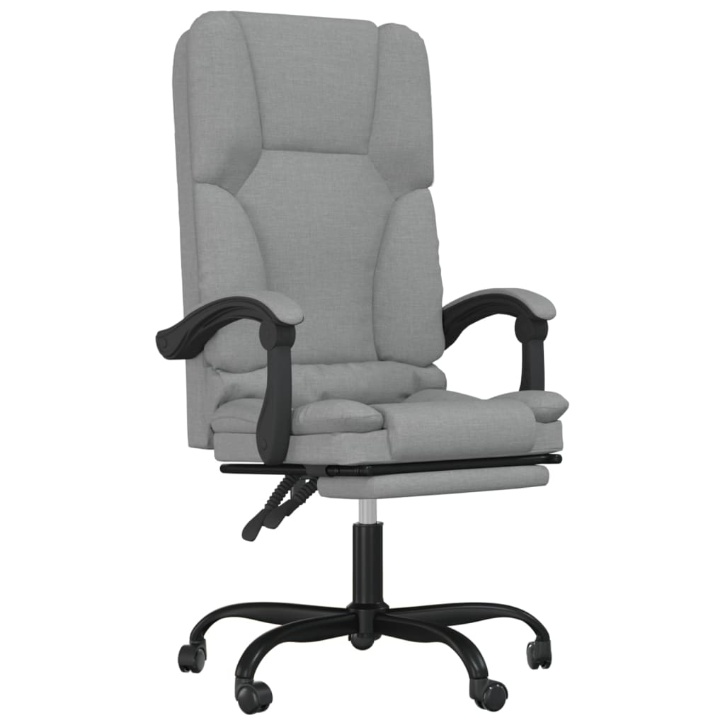 vidaXL Cadeira massagens escritório reclinável tecido cinzento-claro