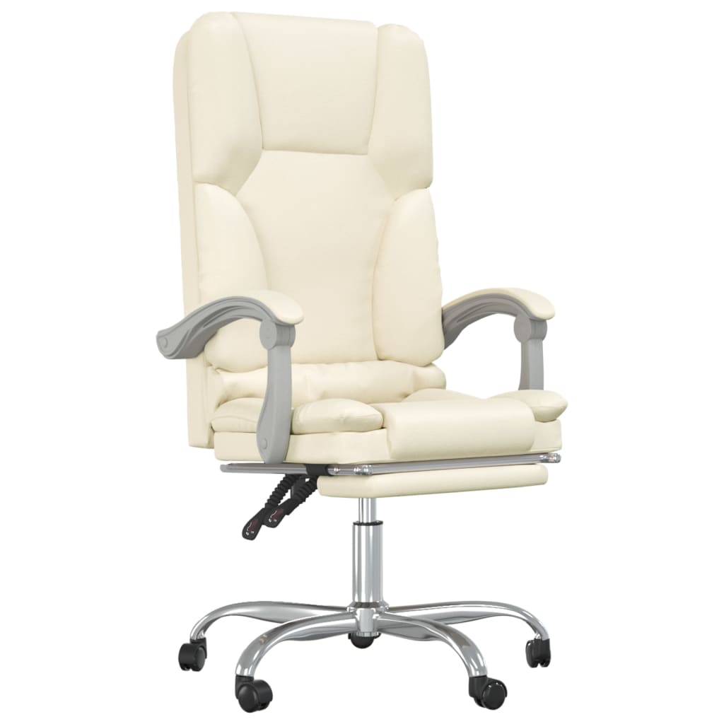 vidaXL Cadeira escritório massagens reclinável couro artificial creme