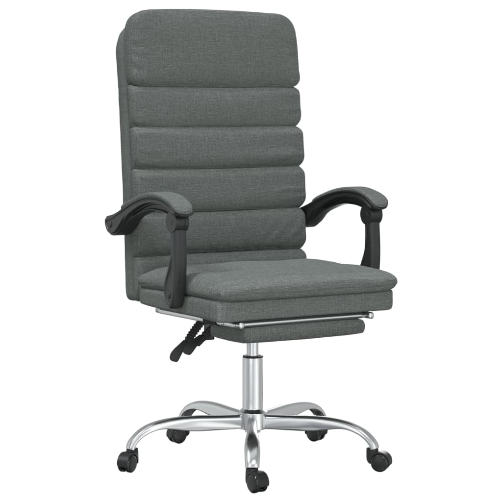 vidaXL Cadeira massagens escritório reclinável tecido cinzento-escuro