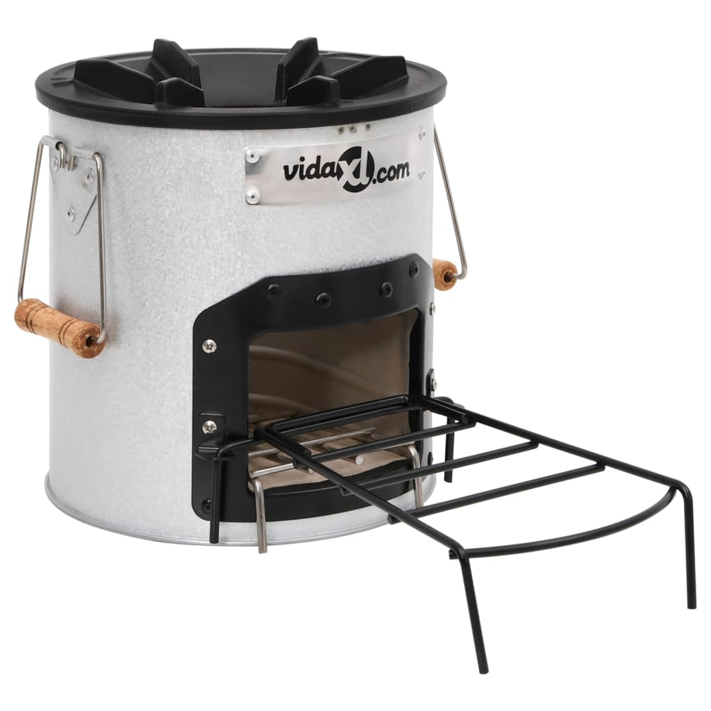 vidaXL Fogão a lenha de campismo 45x25x26 cm aço prateado