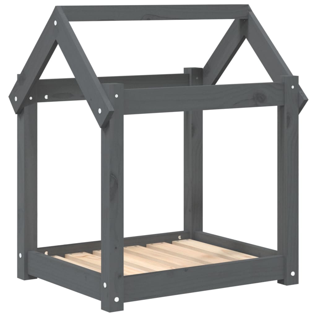 vidaXL Cama para cães 61x50x70 cm madeira de pinho maciça cinza