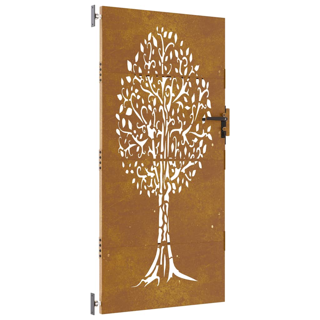 vidaXL Portão de jardim 85x200 cm aço corten design árvore
