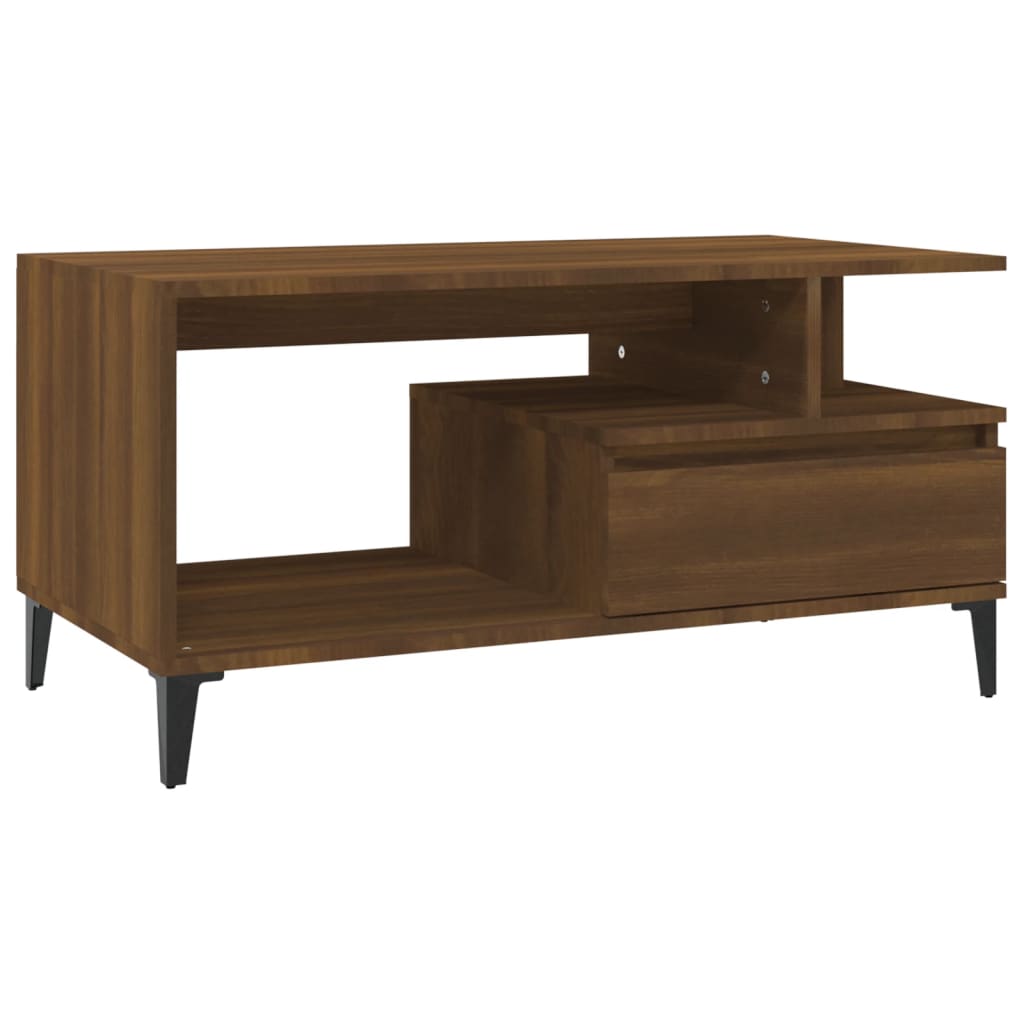vidaXL Mesa centro 90x49x45 cm derivados de madeira carvalho castanho