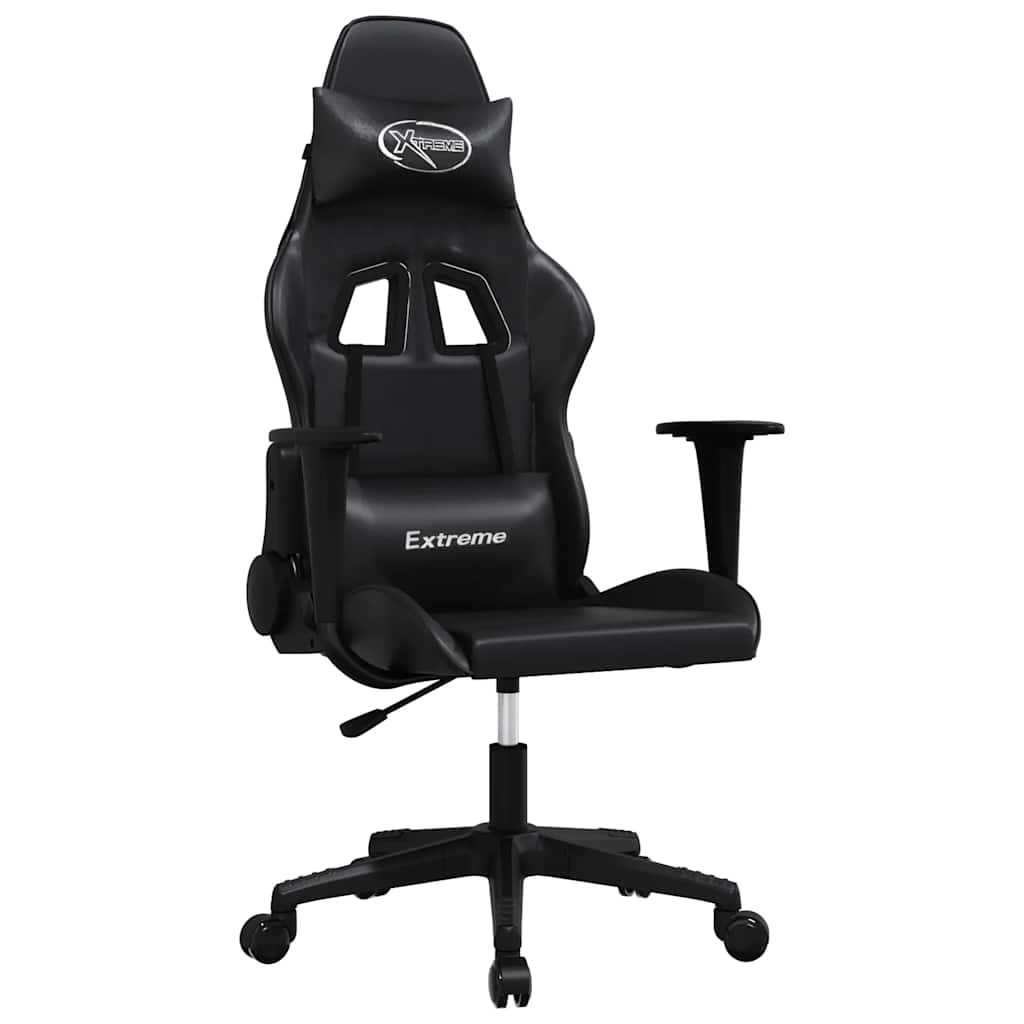 vidaXL Cadeira de gaming couro artificial preto