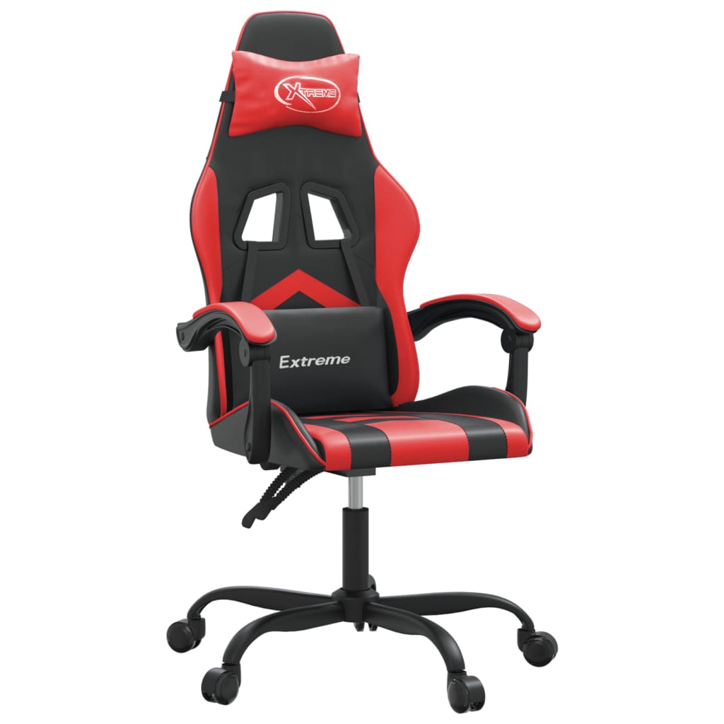 vidaXL Cadeira de gaming couro artificial preto e vermelho