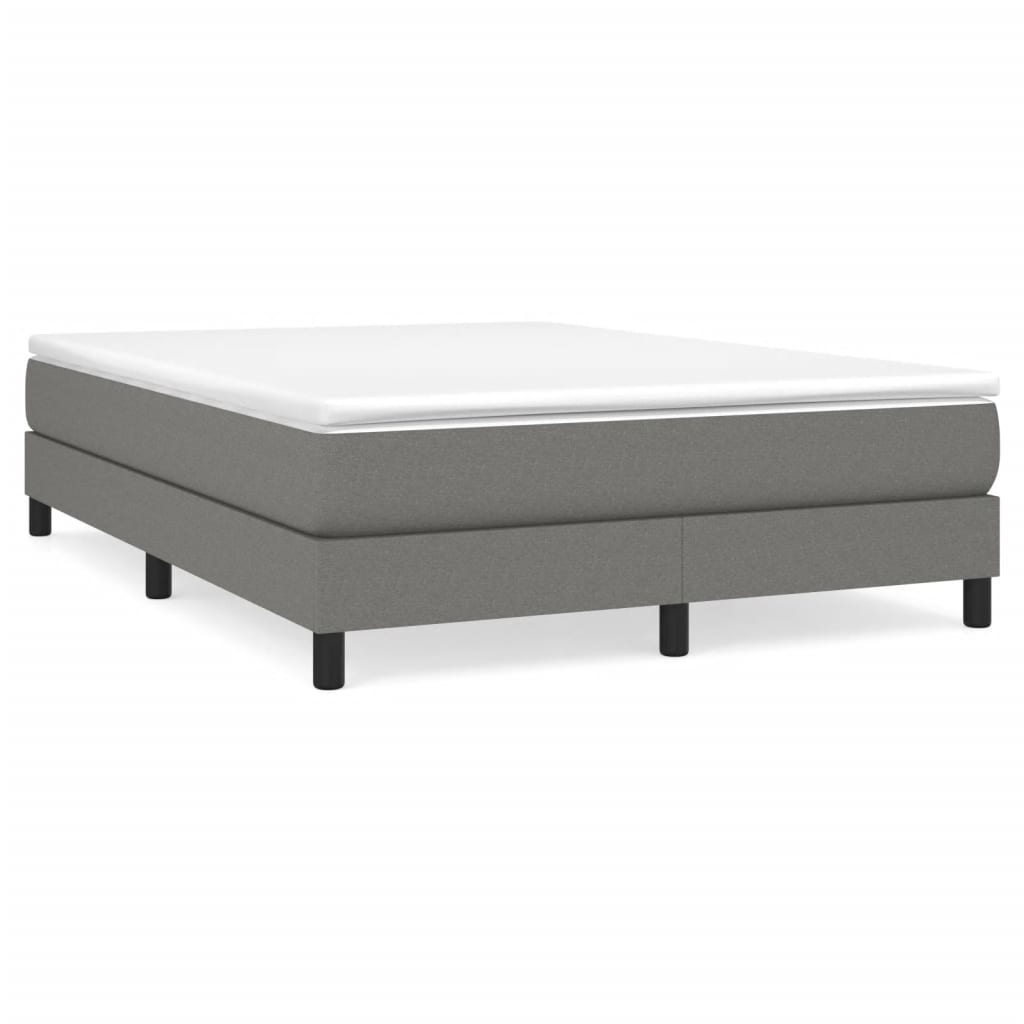 vidaXL Estrutura de cama com molas 140x190 cm tecido cinzento-escuro
