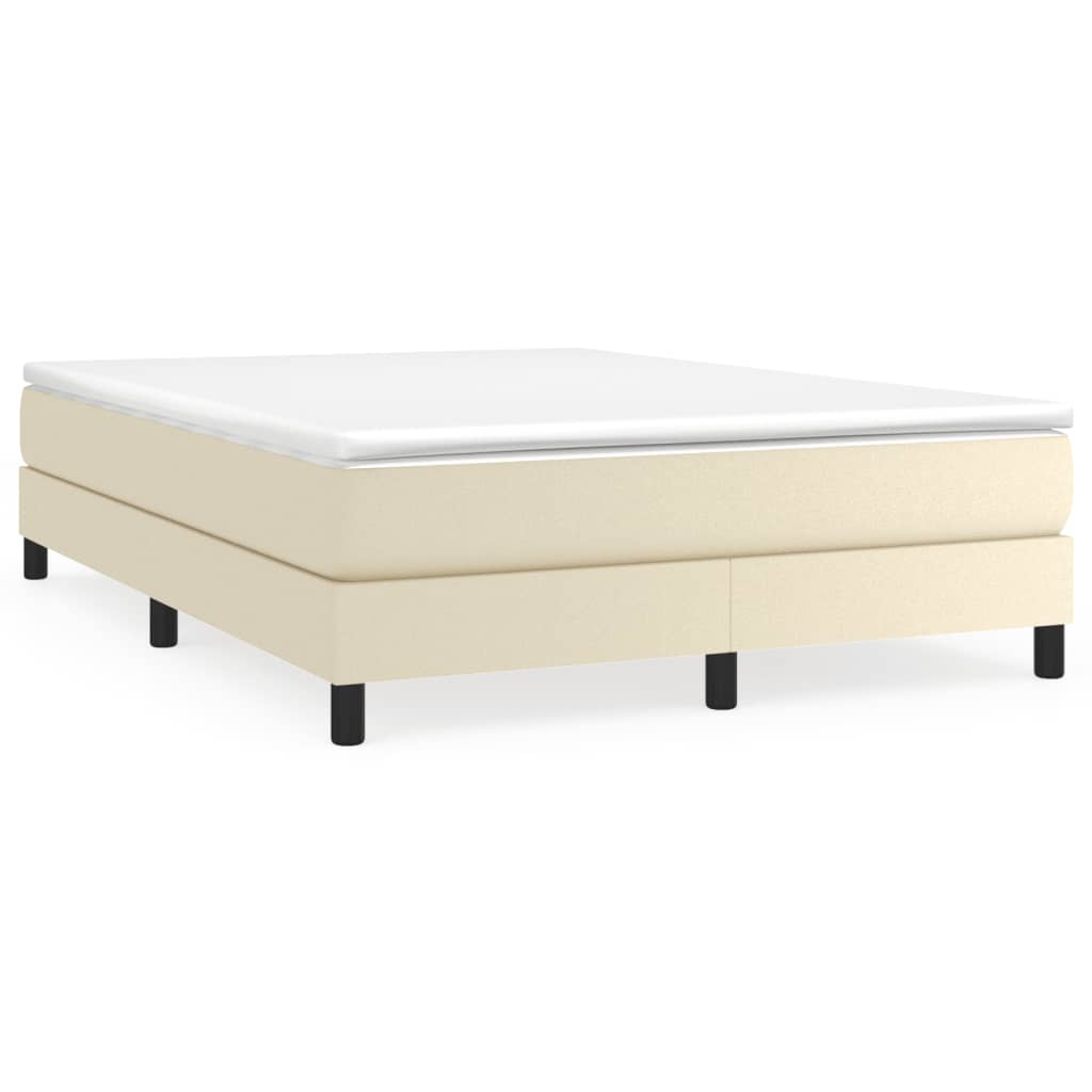vidaXL Estrutura de cama com molas 140x190 cm couro artificial cor creme
