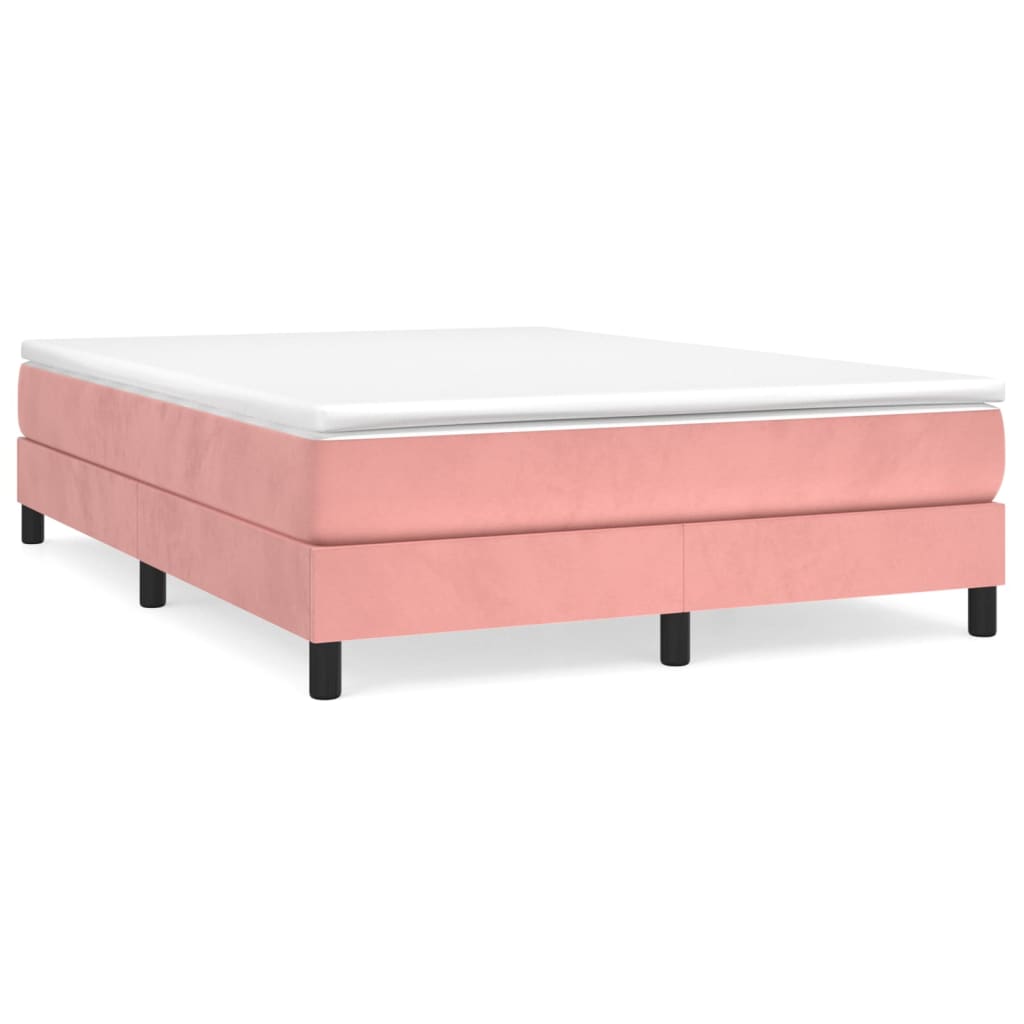 vidaXL Estrutura de cama com molas 140x200 cm veludo rosa