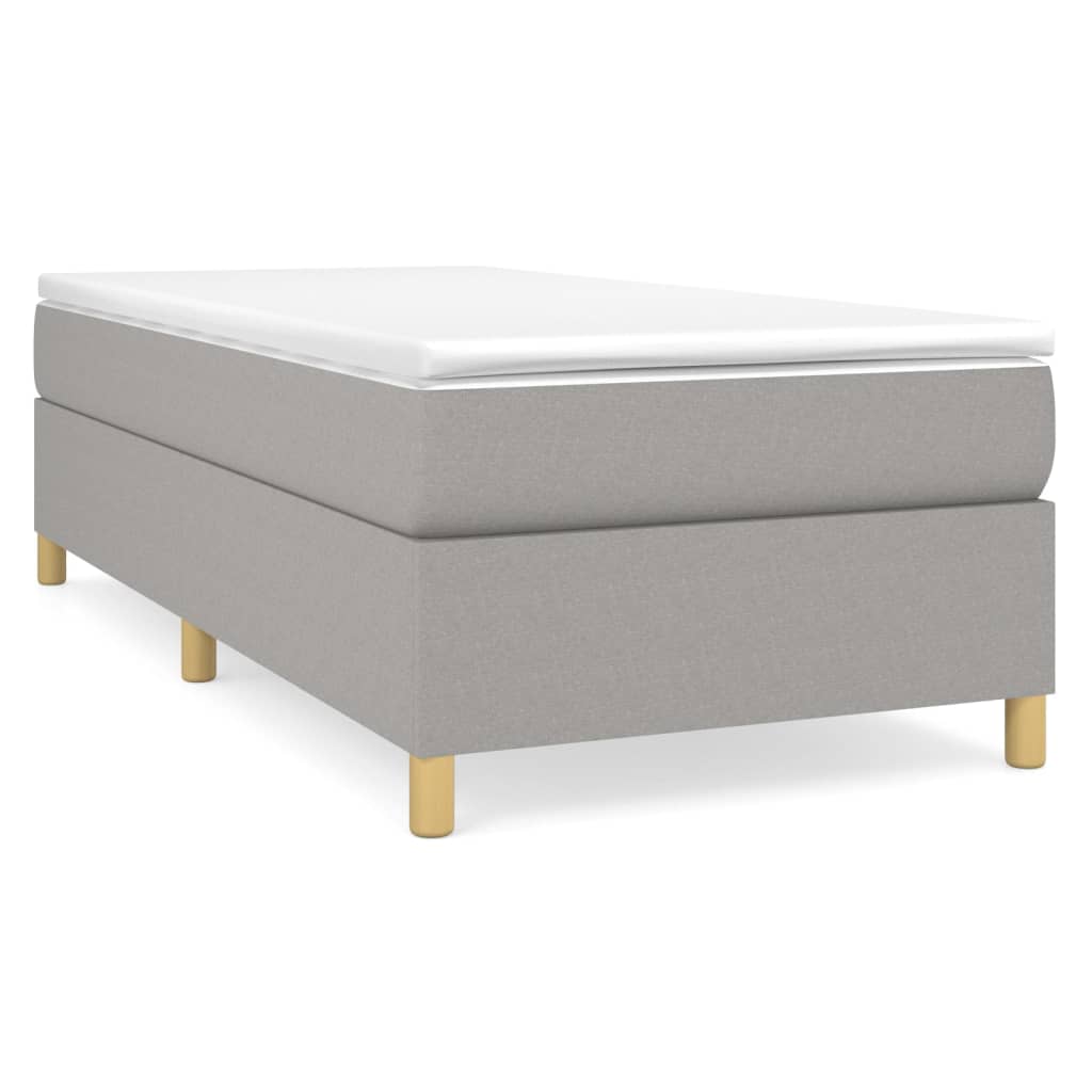 vidaXL Estrutura de cama com molas 90x200 cm tecido cinzento-claro
