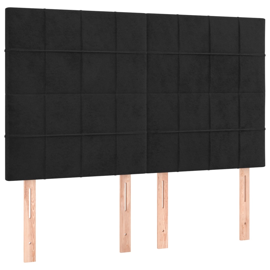 vidaXL Cabeceira Preta 144x5x118/128 cm Veludo