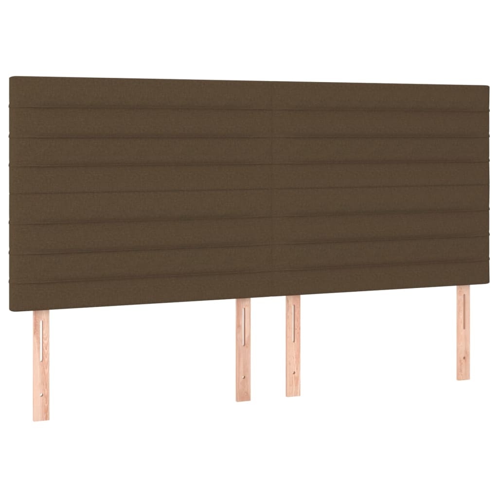 vidaXL Cabeceira Castanho Escuro 200x5x118/128 cm Tecido