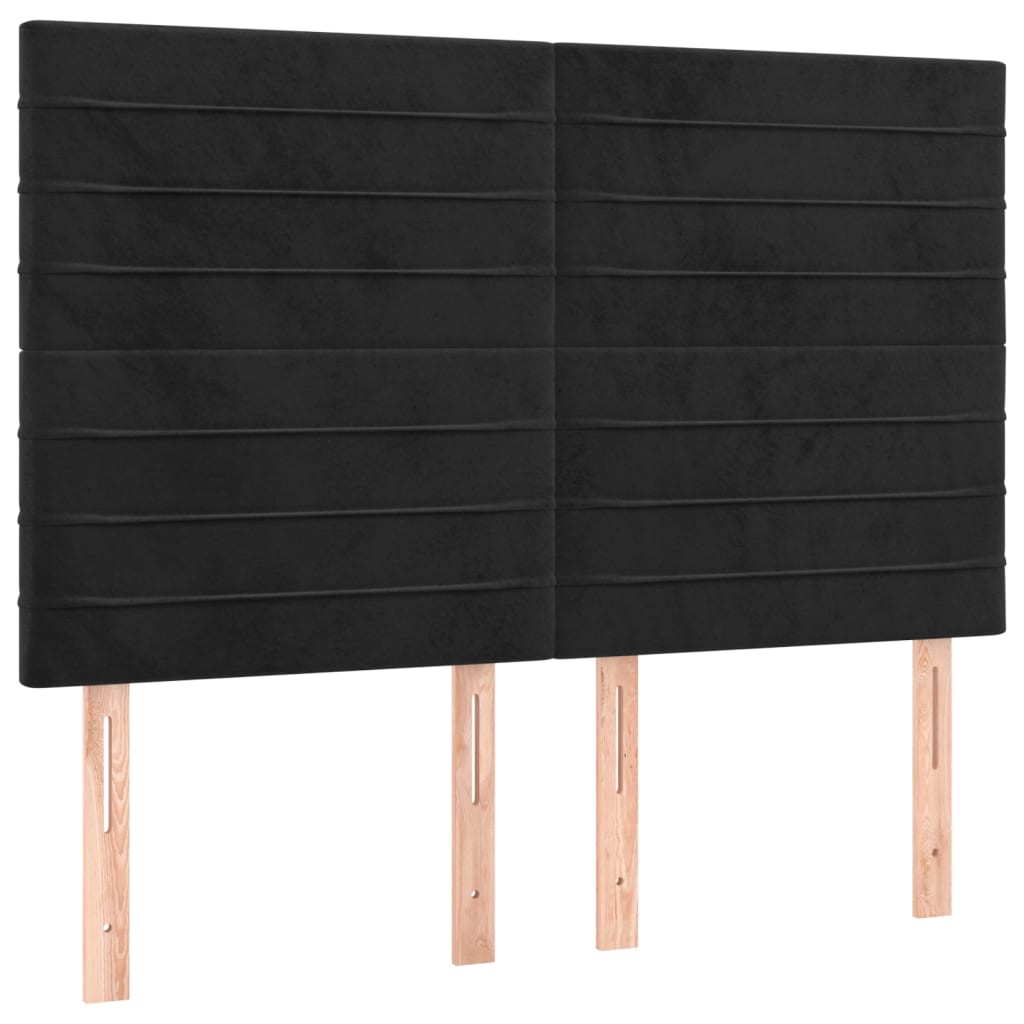 vidaXL Cabeceira Preta 144x5x118/128 cm Veludo