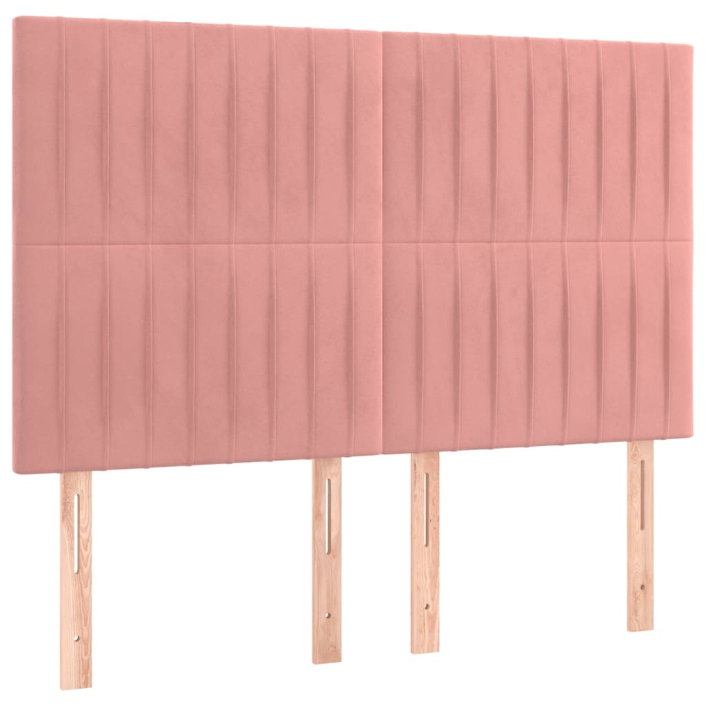 vidaXL Cabeceira Rosa 144x5x118/128 cm Veludo