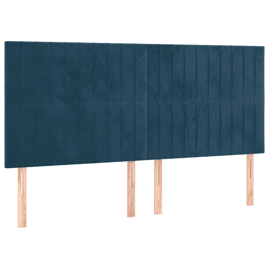 vidaXL Cabeceira Azul Escuro 200x5x118/128 cm Veludo
