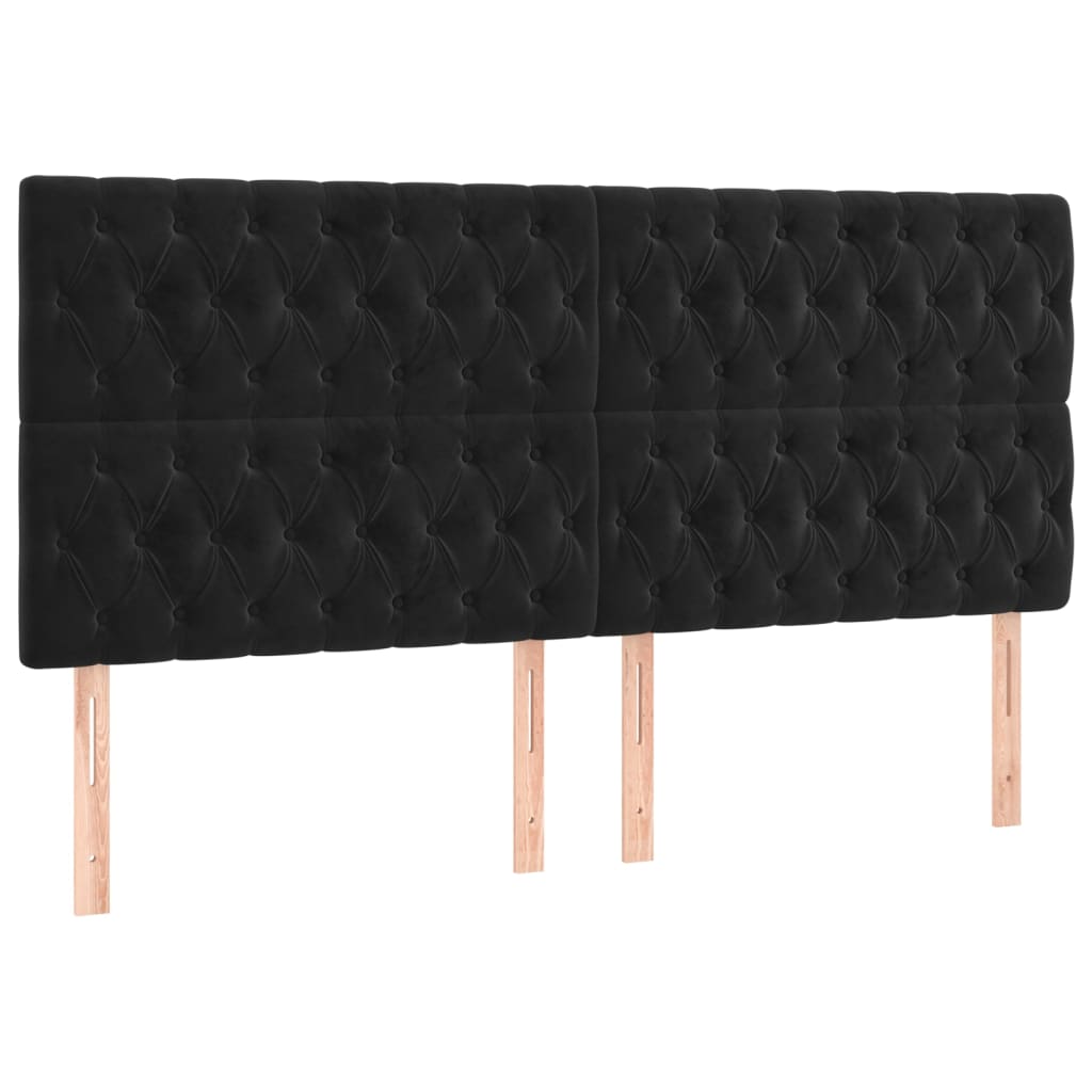 vidaXL Cabeceira Preta 180x7x118/128 cm Veludo