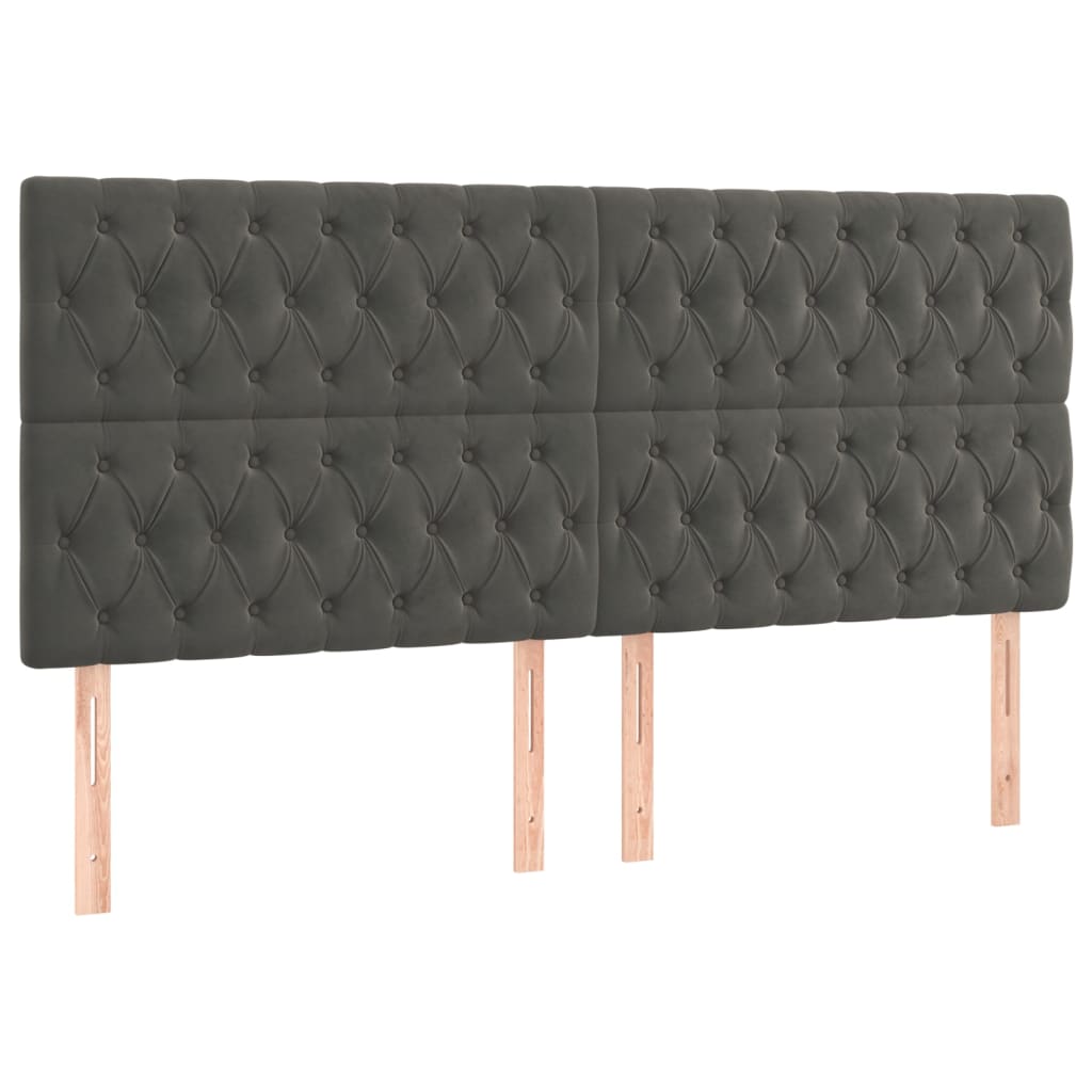 vidaXL Cabeceira Cinza Escuro 200x7x118/128 cm Veludo