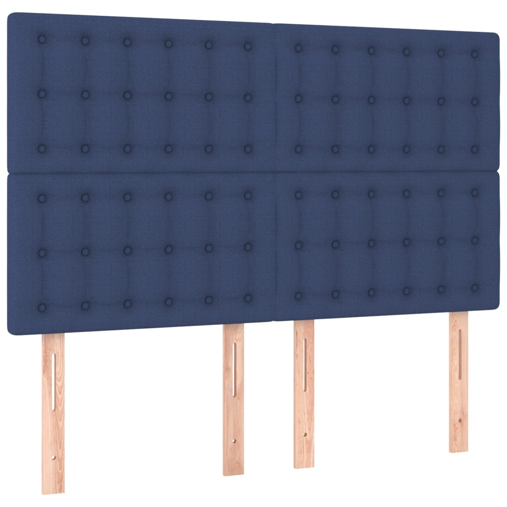 vidaXL Cabeceira Azul 144x5x118/128 cm Tecido