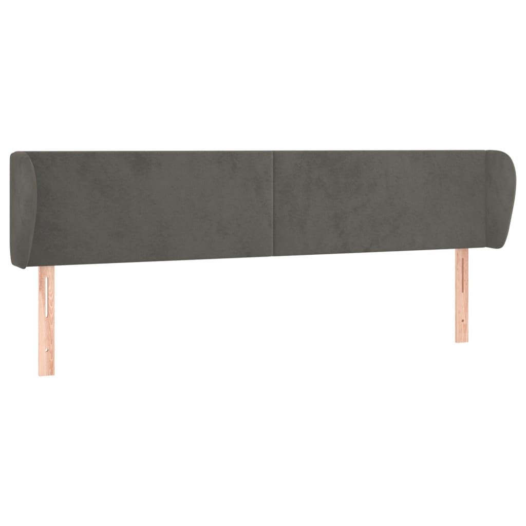 vidaXL Cabeceira de cama c/ abas veludo 183x23x78/88cm cinzento-escuro