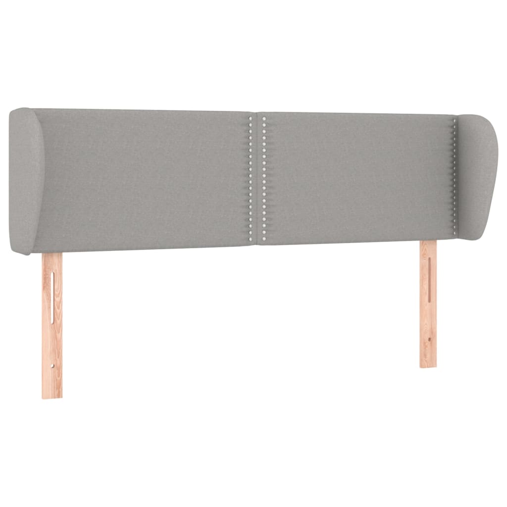 vidaXL Cabeceira de cama c/ abas tecido 147x23x78/88 cm cinzento-claro