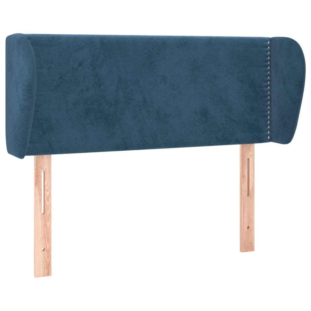 vidaXL Cabeceira de cama c/ abas veludo 103x23x78/88cm azul-escuro