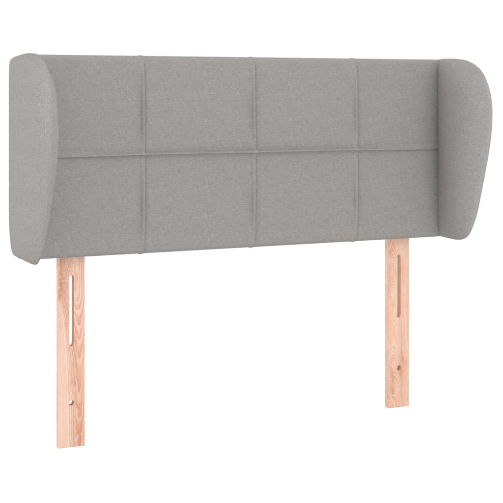 vidaXL Cabeceira de cama c/ abas tecido 93x23x78/88 cm cinzento-claro