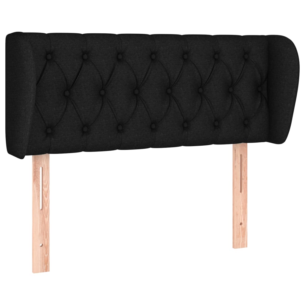 vidaXL Cabeceira de cama c/ abas tecido 93x23x78/88 cm preto