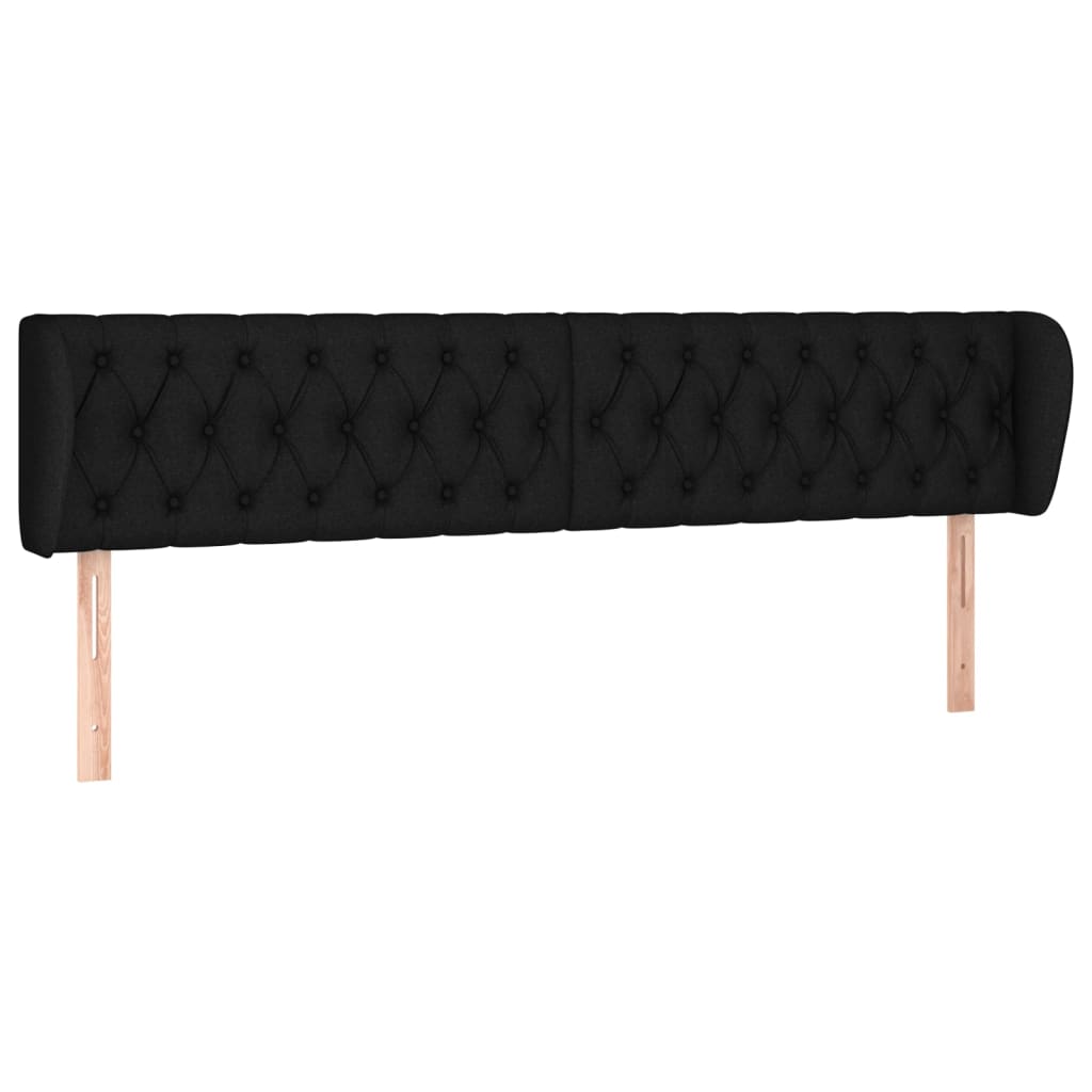 vidaXL Cabeceira de cama c/ abas tecido 183x23x78/88 cm preto