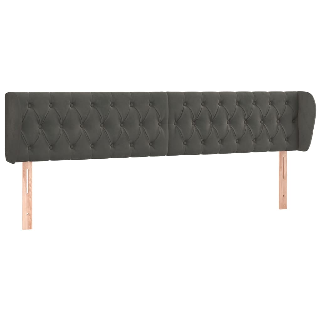 vidaXL Cabeceira de cama c/ abas veludo 203x23x78/88cm cinzento-escuro