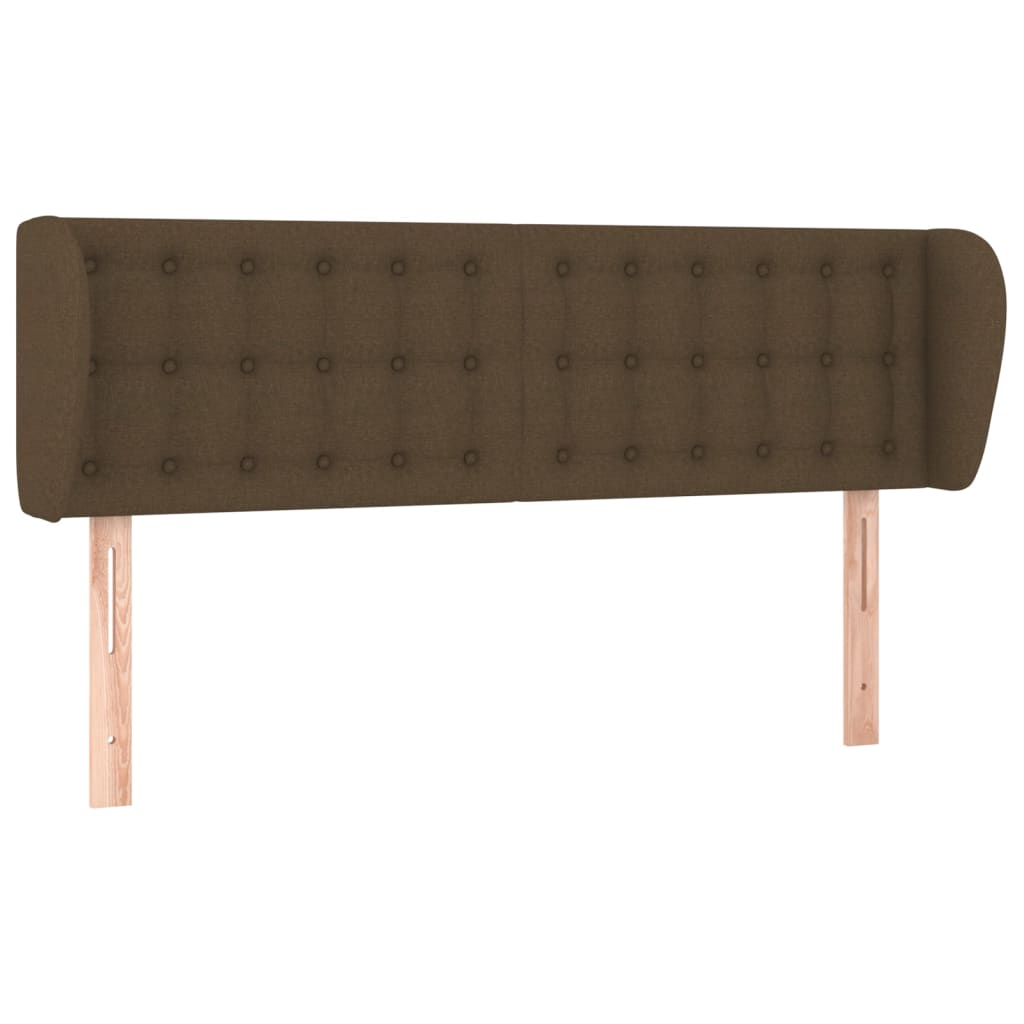 vidaXL Cabeceira de cama c/ abas tecido 147x23x78/88cm castanho-escuro