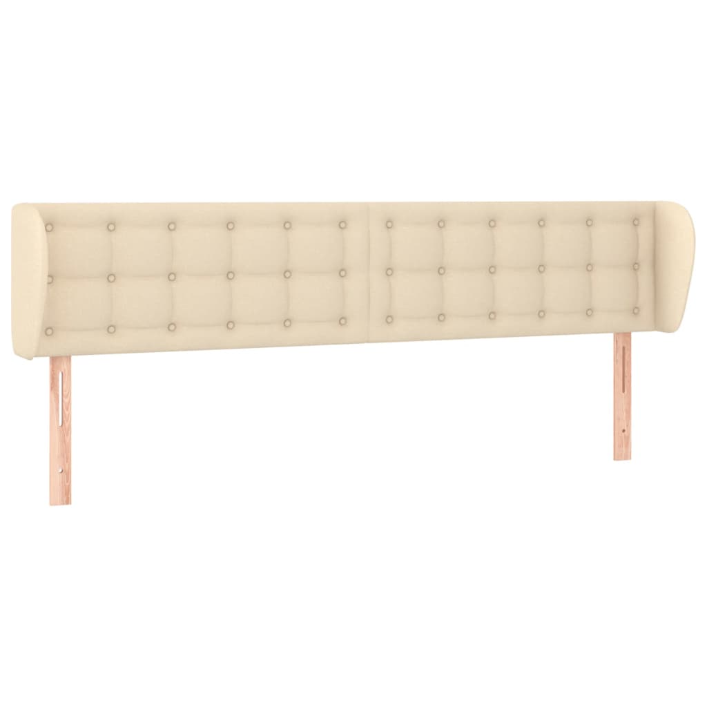 vidaXL Cabeceira de cama c/ abas tecido 163x23x78/88 cm creme