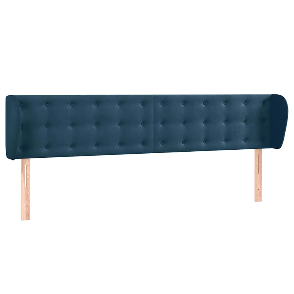vidaXL Cabeceira de cama c/ abas veludo 203x23x78/88cm azul-escuro