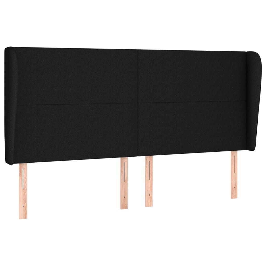 vidaXL Cabeceira de cama c/ abas tecido 163x23x118/128 cm preto