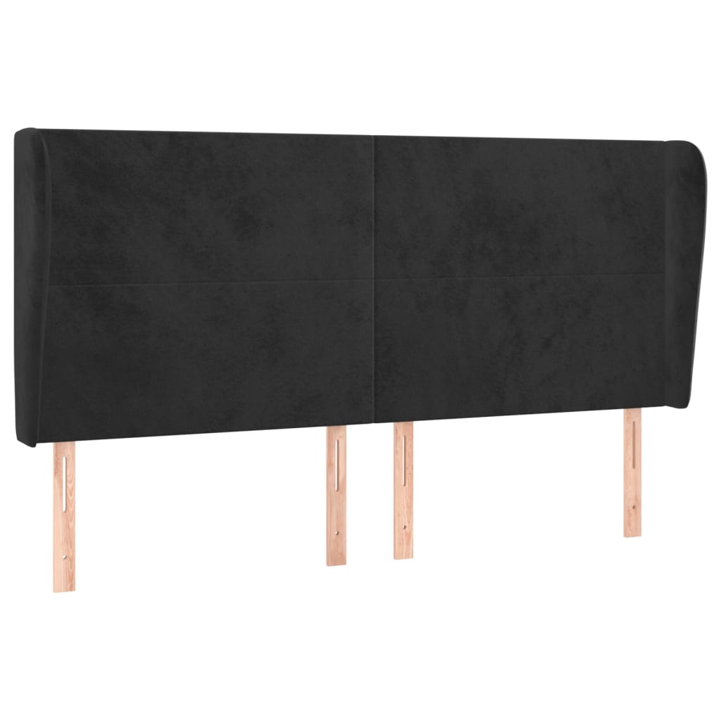 vidaXL Cabeceira de cama c/ abas veludo 183x23x118/128 cm preto