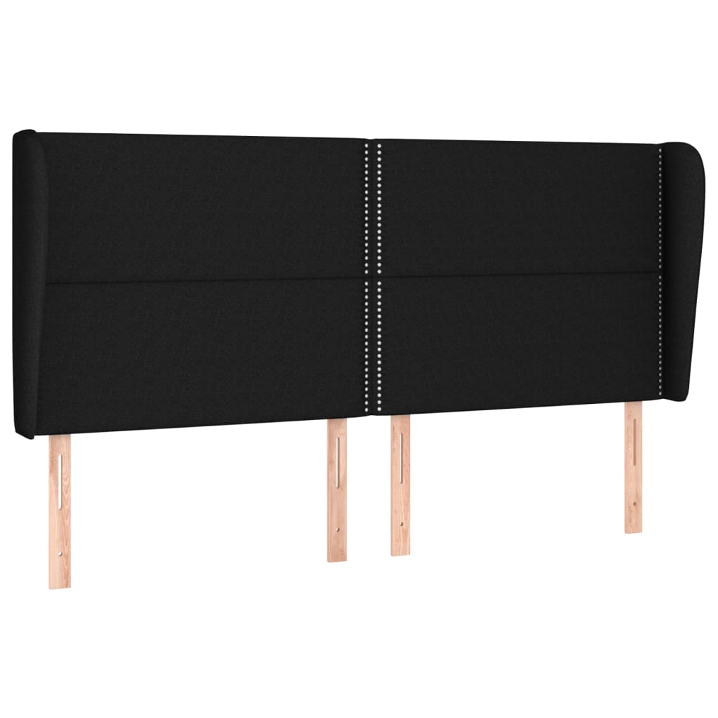 vidaXL Cabeceira de cama c/ abas tecido 203x23x118/128 cm preto