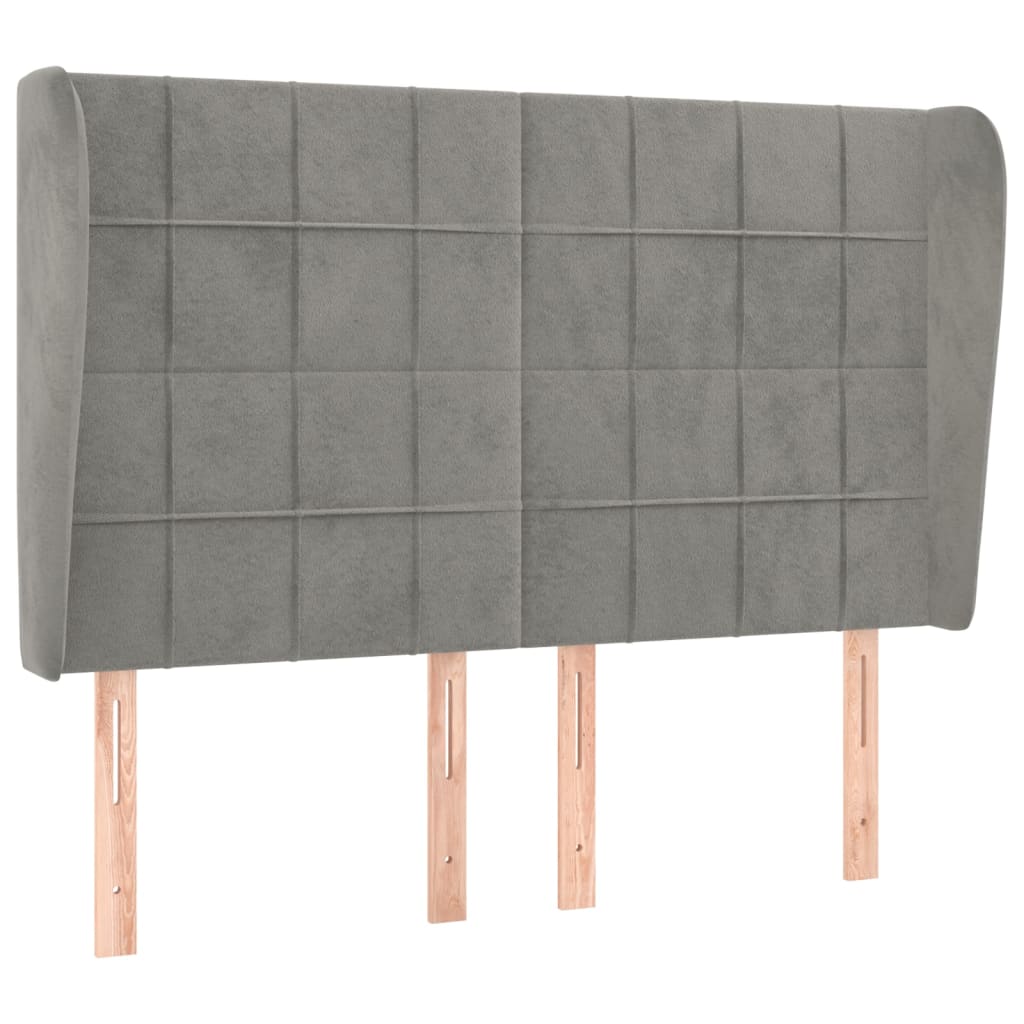 vidaXL Cabeceira de cama c/ abas veludo 147x23x118/128cm cinza-claro