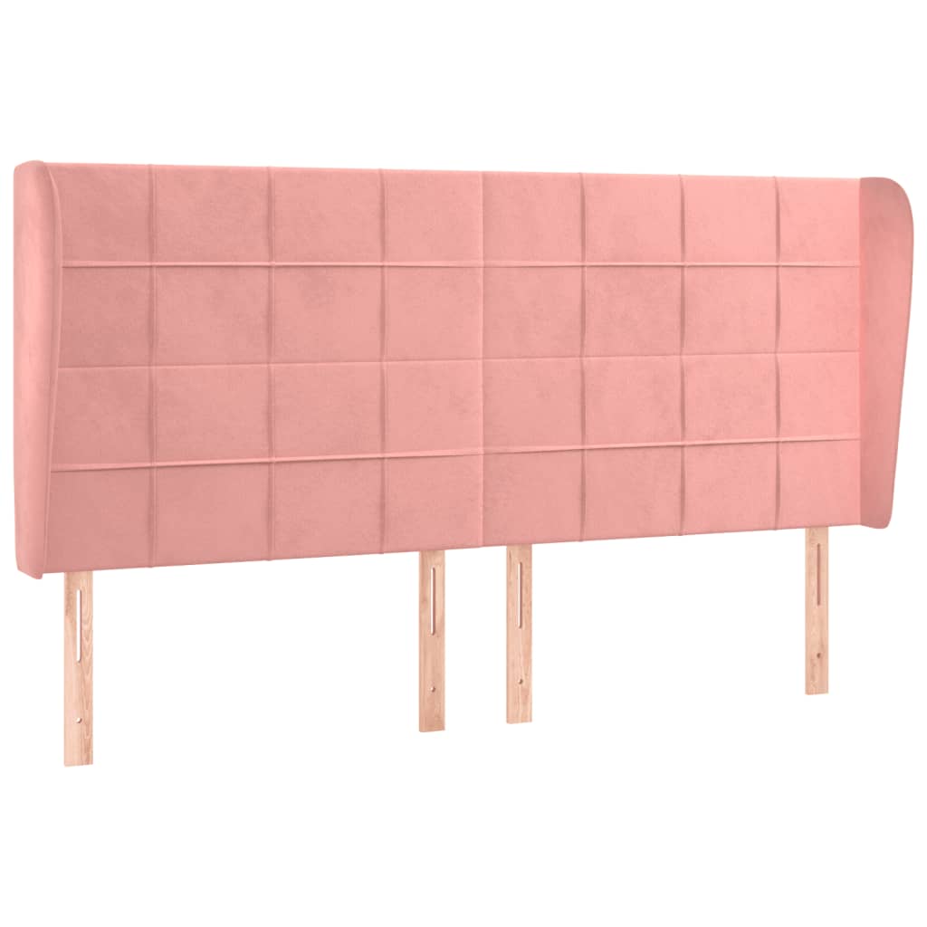 vidaXL Cabeceira cama c/ abas veludo 163x23x118/128 cm rosa