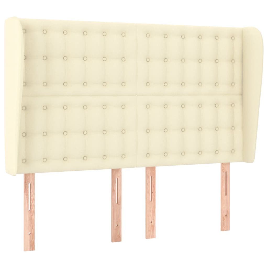 vidaXL Cabeceira cama c/ abas couro artificial 147x23x118/128 cm creme