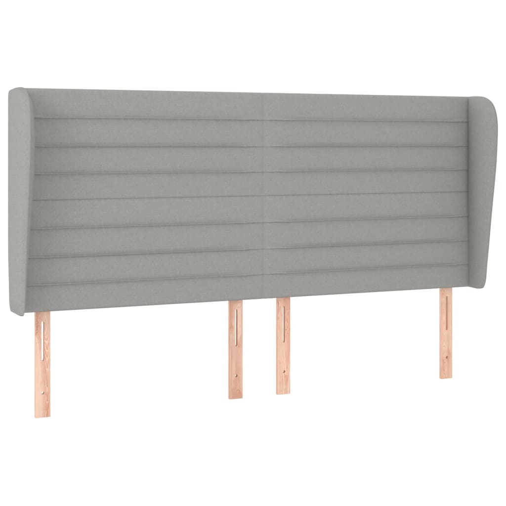 vidaXL Cabeceira cama c/ abas tecido 183x23x118/128 cm cinzento-claro
