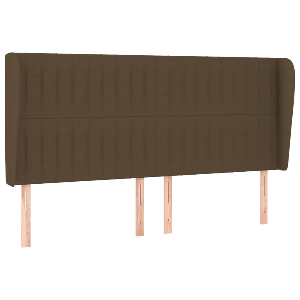 vidaXL Cabeceira cama c/ abas tecido 183x23x118/128 cm castanho-escuro