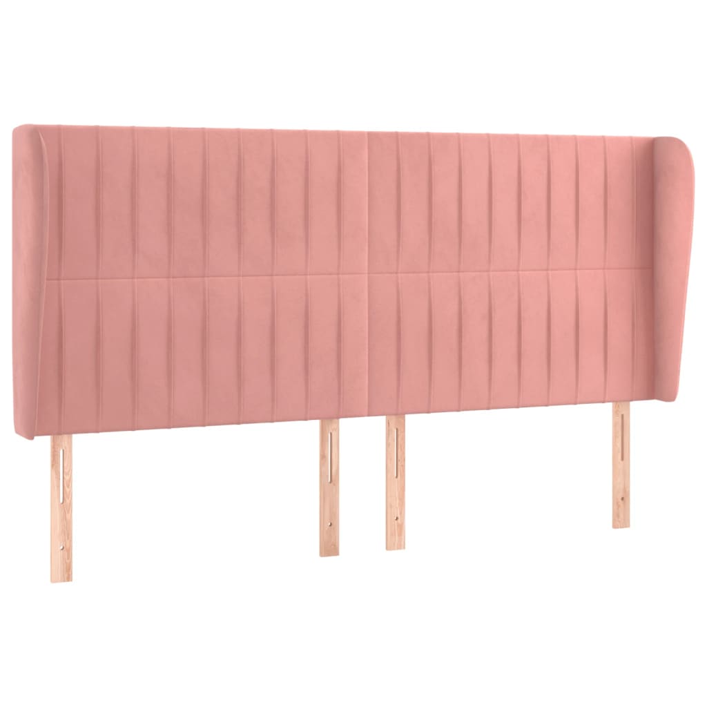 vidaXL Cabeceira cama c/ abas veludo 163x23x118/128 cm rosa