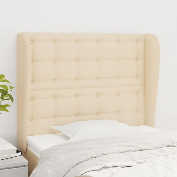 Cabeceira de Cama com Abas Tecido 103x23x118/128 cm Creme - 3118385