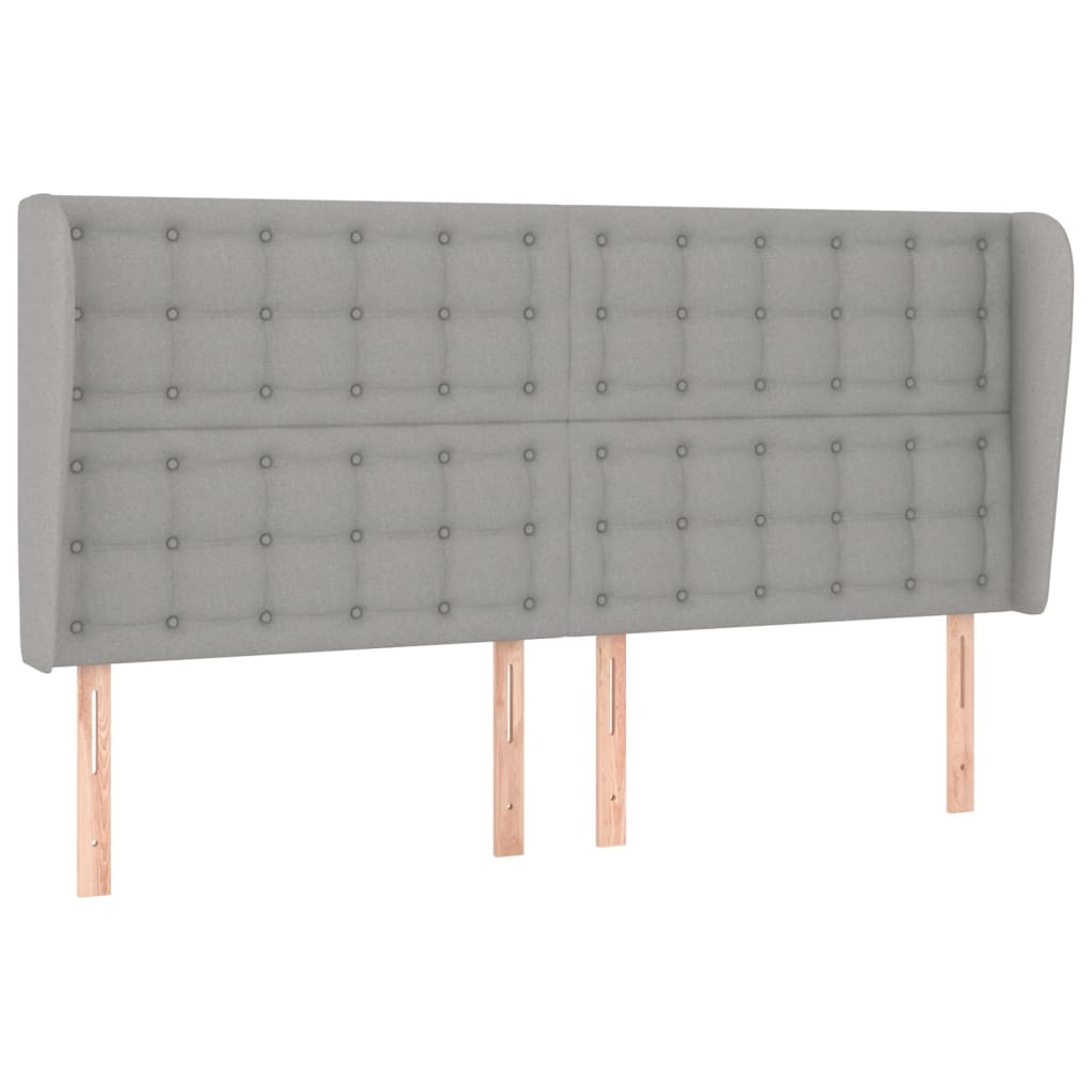 vidaXL Cabeceira cama c/ abas tecido 163x23x118/128 cm cinzento-claro