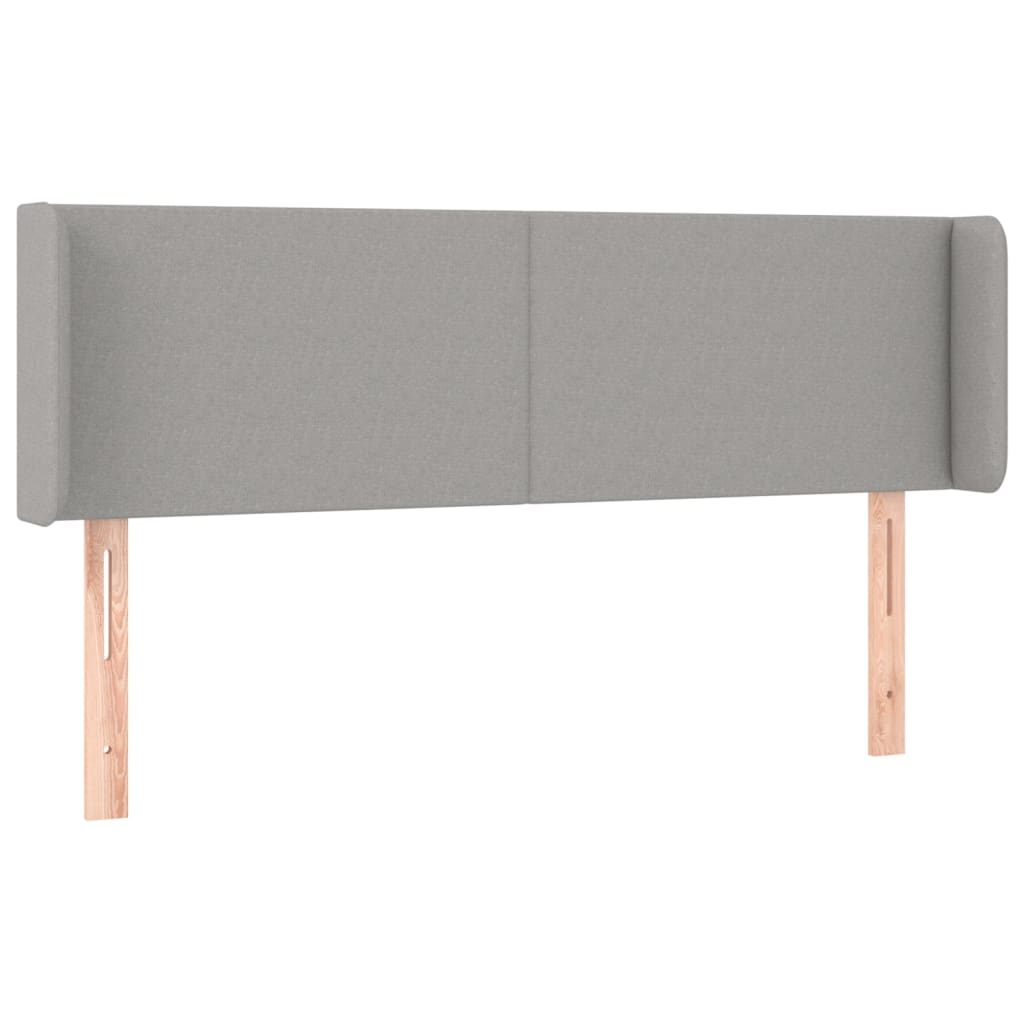 vidaXL Cabeceira de cama c/ abas tecido 147x16x78/88 cm cinzento-claro