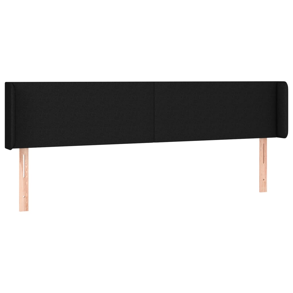 vidaXL Cabeceira de cama c/ abas tecido 203x16x78/88 cm preto