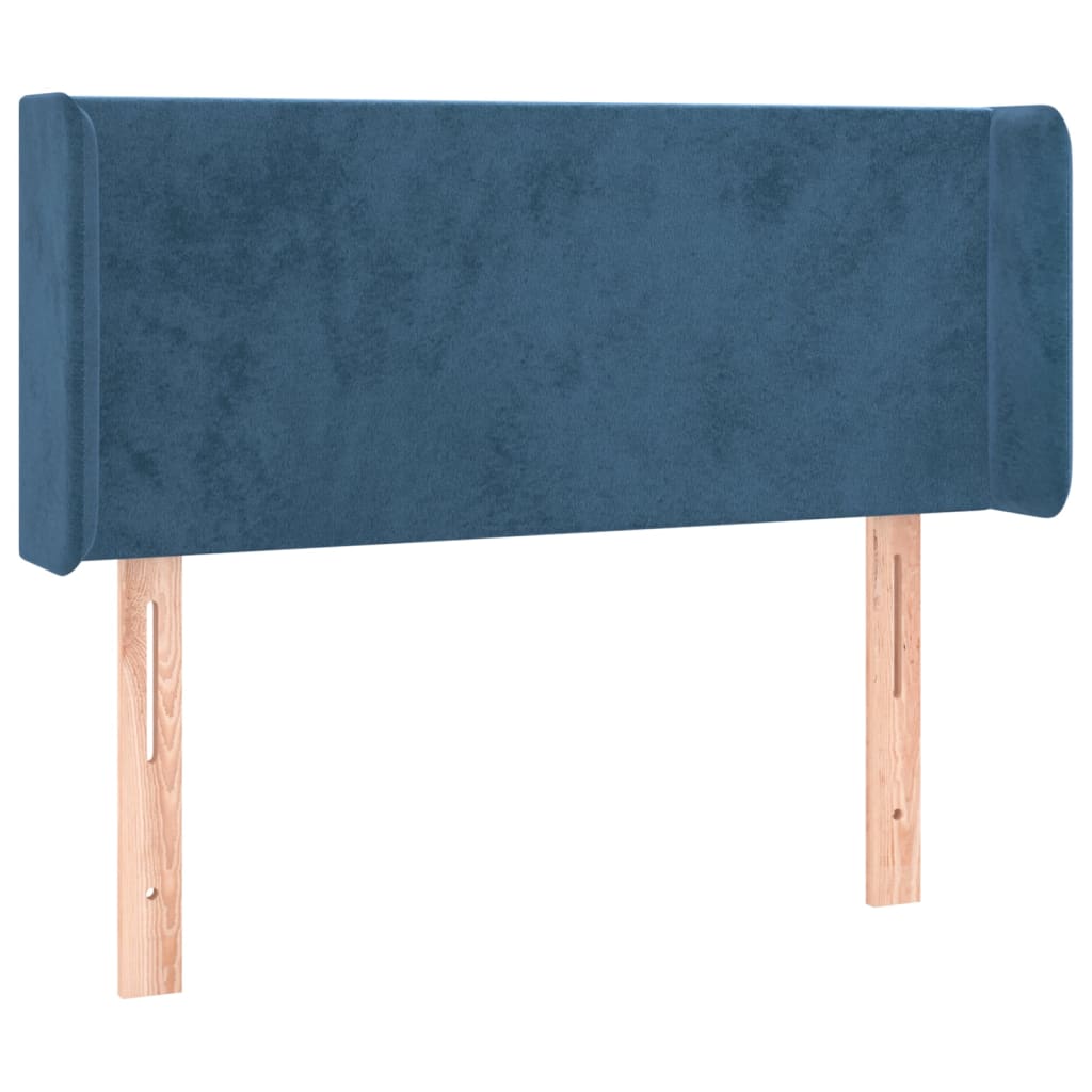 vidaXL Cabeceira de cama c/ abas veludo 103x16x78/88cm azul-escuro